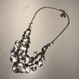 Stella & Dot silver tiered disc necklace
